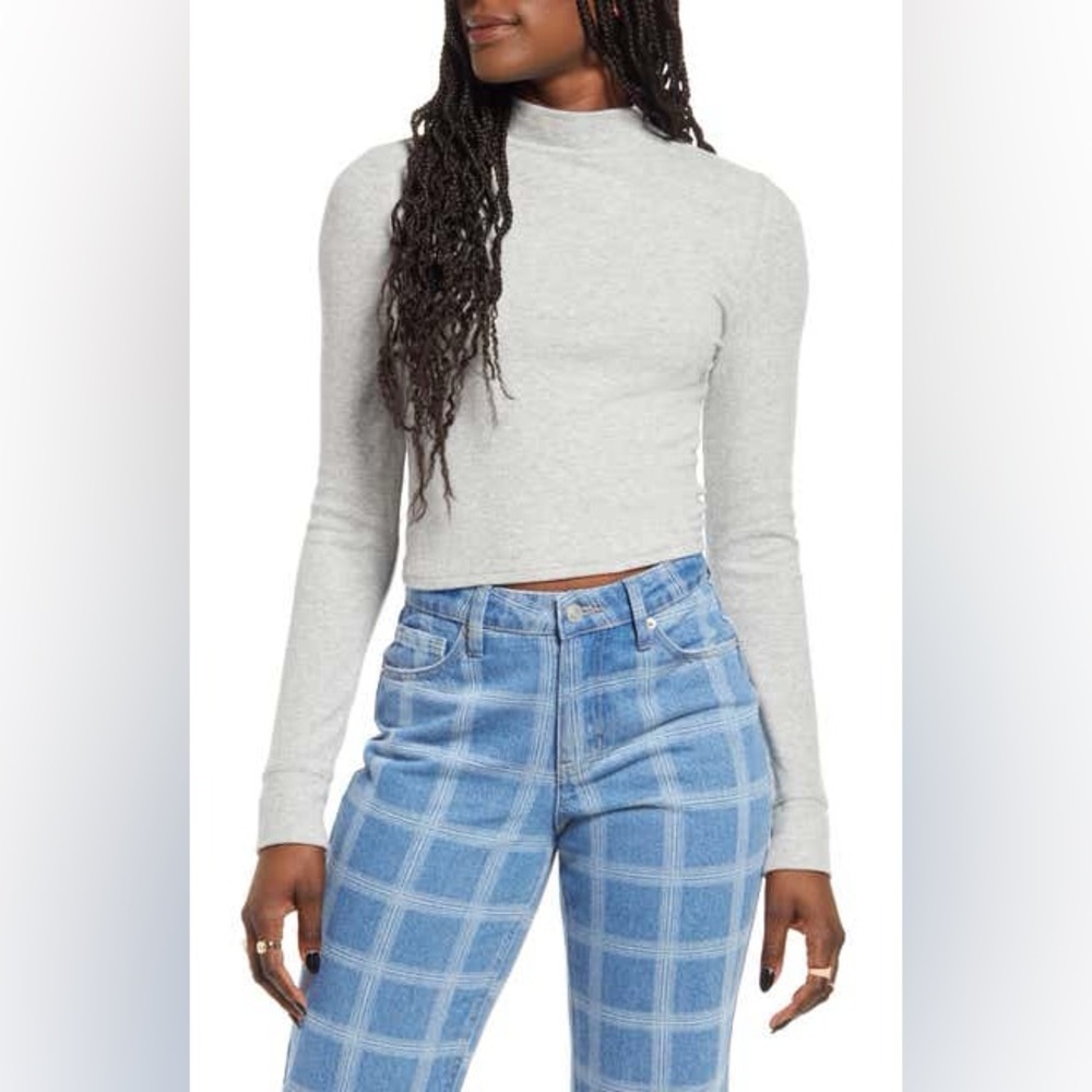 BP. Easy Rib Mock Neck Top